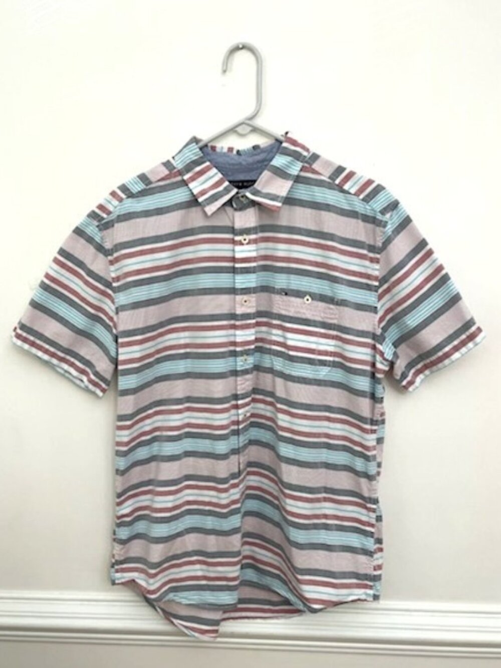 Tommy Hilfiger Shirt Men's‎ XL Classic Fit Short Sleeve Striped Cotton
